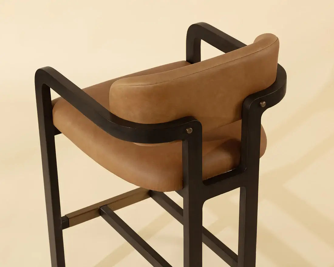 SUNPAN MADRONE BARSTOOL - BROWN - LUDLOW SESAME LEATHER 112385