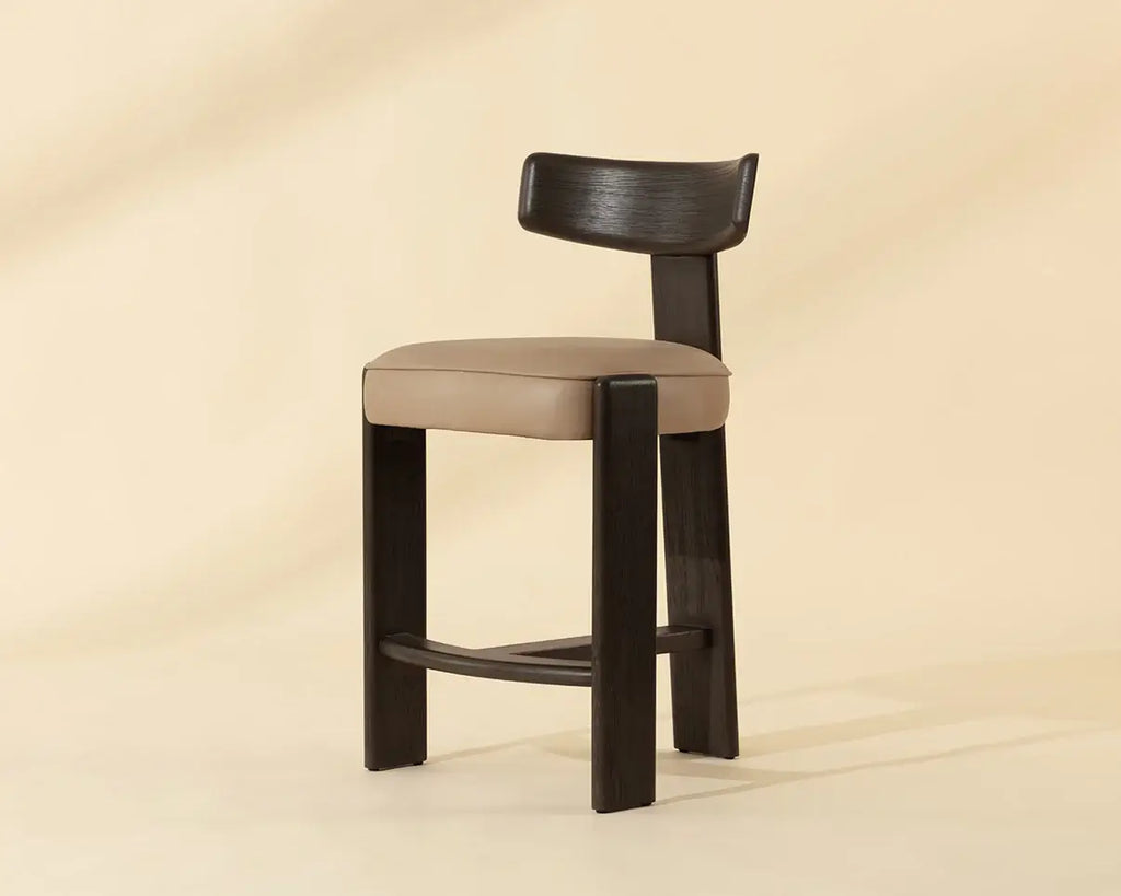 SUNPAN HORTON COUNTER STOOL - DARK BROWN - SAHARA SAND LEATHER 112395