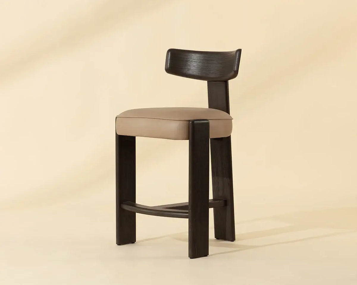 SUNPAN HORTON COUNTER STOOL - DARK BROWN - SAHARA SAND LEATHER 112395