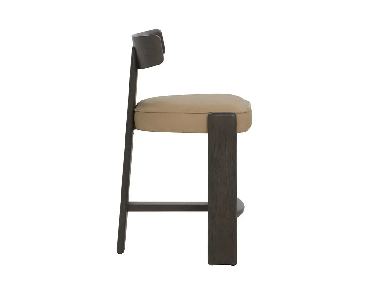SUNPAN HORTON COUNTER STOOL - DARK BROWN - SAHARA SAND LEATHER 112395