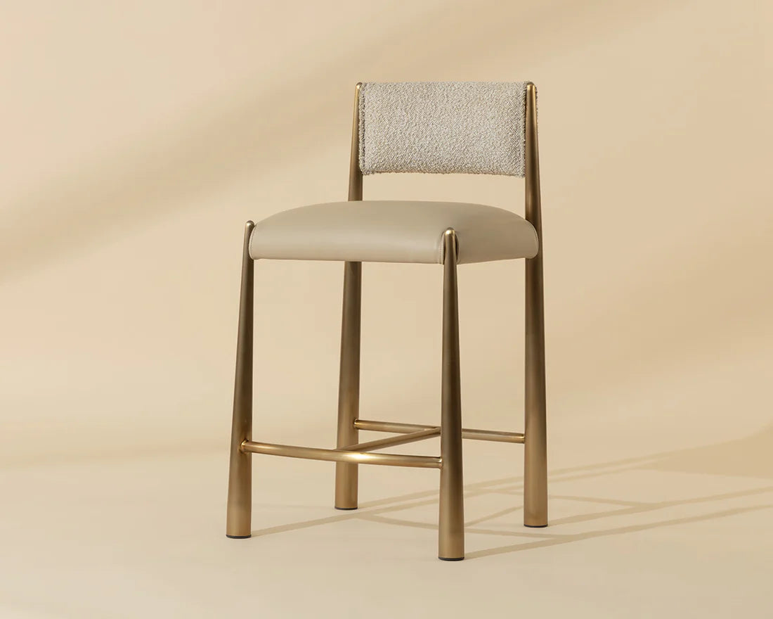 SUNPAN  BAYARD COUNTER STOOL - ANTIQUE BRASS - NAPA BEIGE 112688