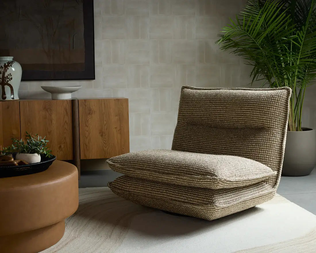 SUNPAN COLSON SWIVEL ARMLESS CHAIR - TORCHED MERINGUE 112769