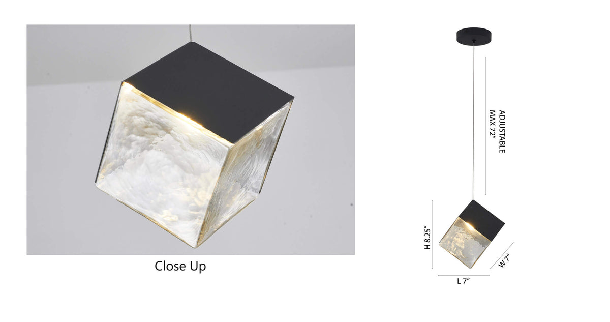 BETHEL BLACK FRAME CUBED PENDANT GL445P8BK