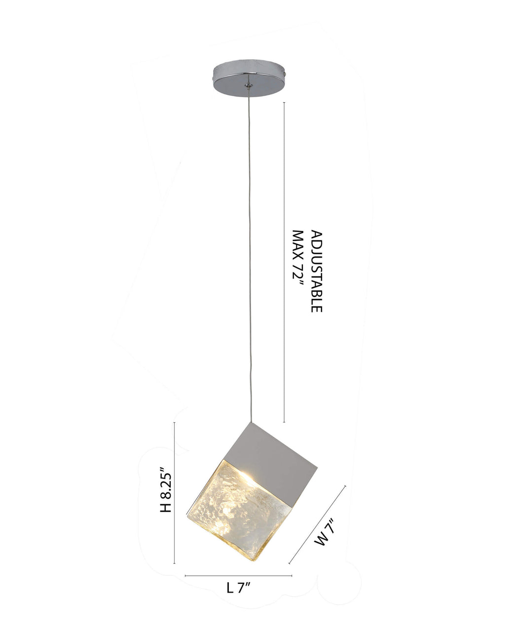BETHEL CHROME FRAME CUBED PENDANT GL445P8CH