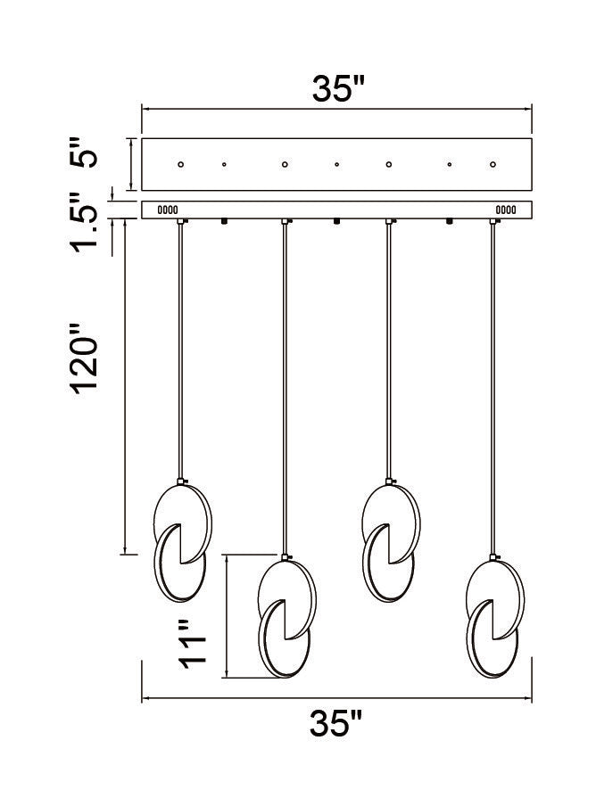 CWI LIGHTING TRANCHE LED CHANDELIER 1206P35-4-629