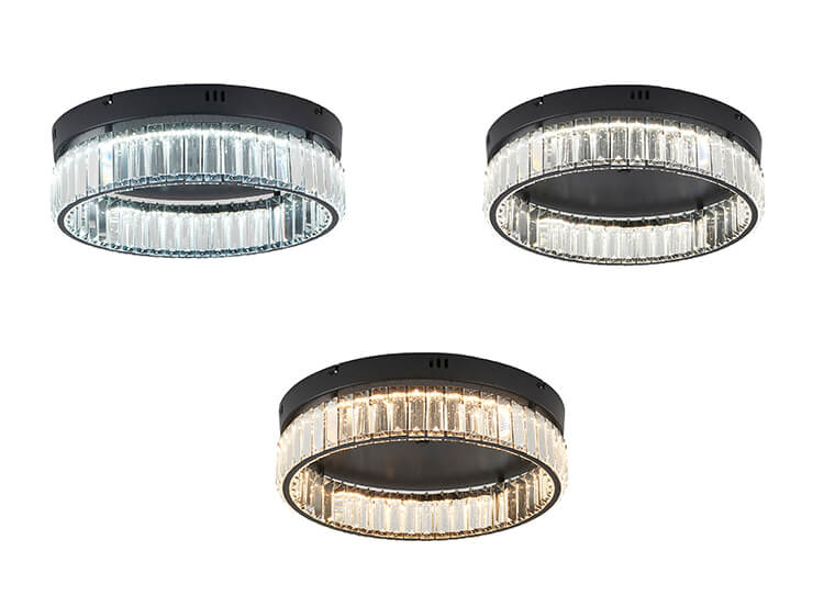 BETHEL ROUND SATIN BLACK FLUSH MOUNT GL448FM16BK