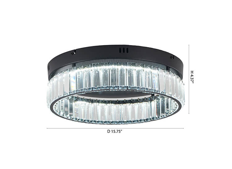 BETHEL ROUND SATIN BLACK FLUSH MOUNT GL448FM16BK