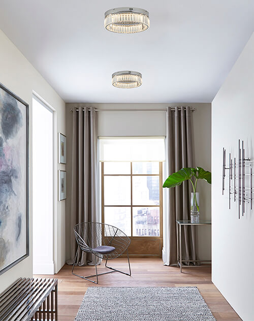 BETHEL ROUND CHROME FLUSH MOUNT GL448FM16CH