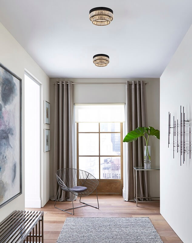 BETHEL ROUND SATIN BLACK FLUSH MOUNT GL450FM15BK
