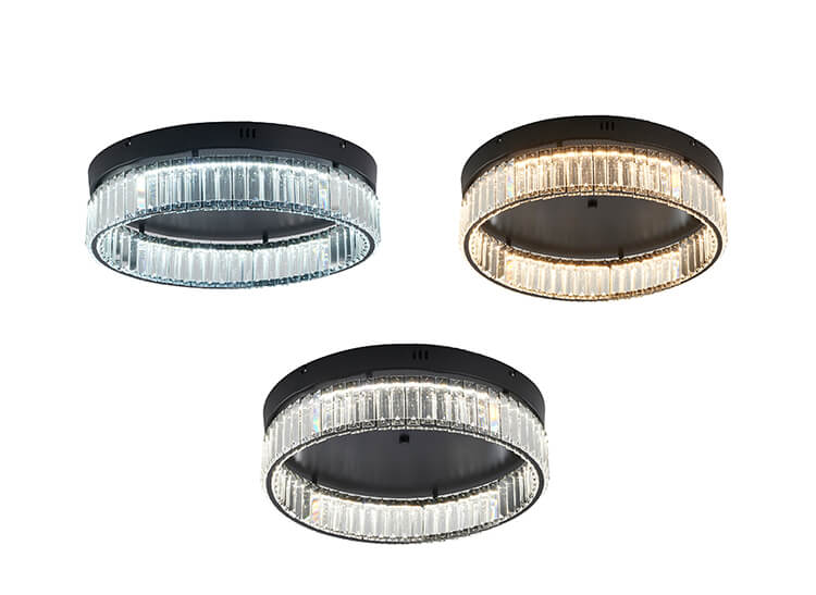 BETHEL ROUND SATIN BLACK FLUSH MOUNT GL449FM20BK