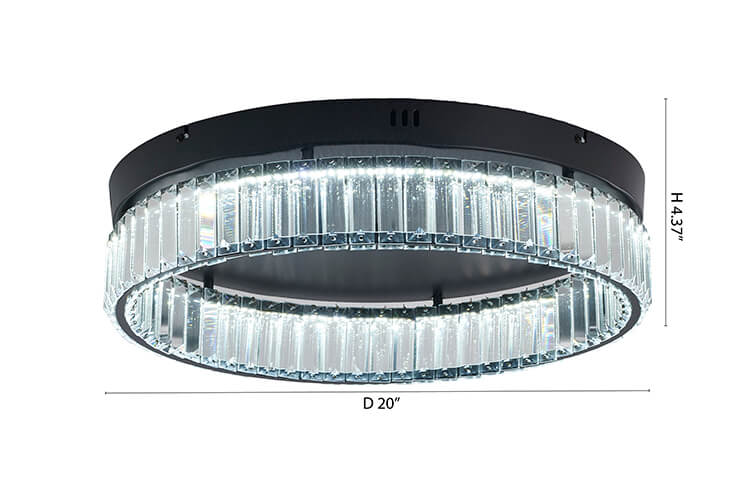 BETHEL ROUND SATIN BLACK FLUSH MOUNT GL449FM20BK