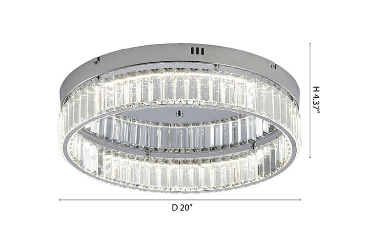BETHEL ROUND CHROME FLUSH MOUNT GL449FM20CH