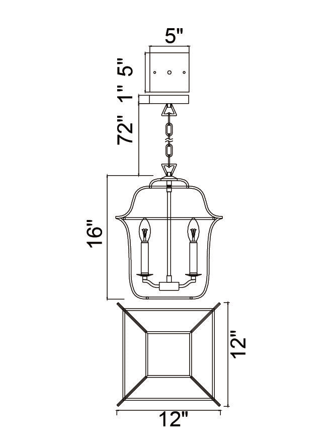 CWI LIGHTING TUDOR 3-LIGHT PENDANT 1223P12-3-602