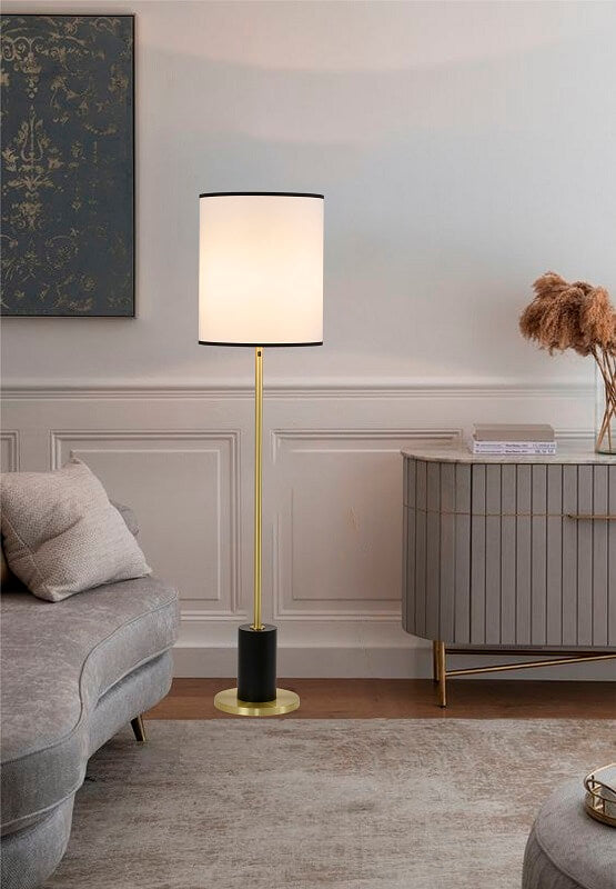 BETHEL BLACK AND SATIN BRASS FLOOR LAMP BTG101BR