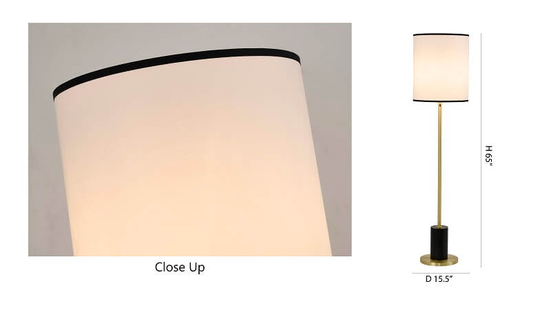 BETHEL BLACK AND SATIN BRASS FLOOR LAMP BTG101BR
