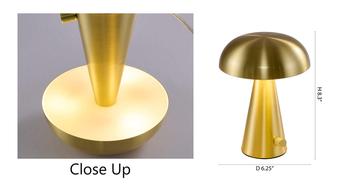 BETHEL SATIN BRASS MUSHROOM TABLE LAMP BTG103BR