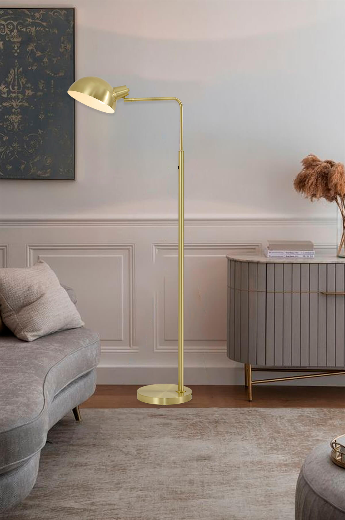 BETHEL SATIN BRASS FLOOR LAMP BTG105FBR