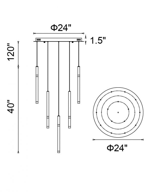 CWI LIGHTING FLUTE 16-LIGHT CHANDELIER LED 1262P24-16-101
