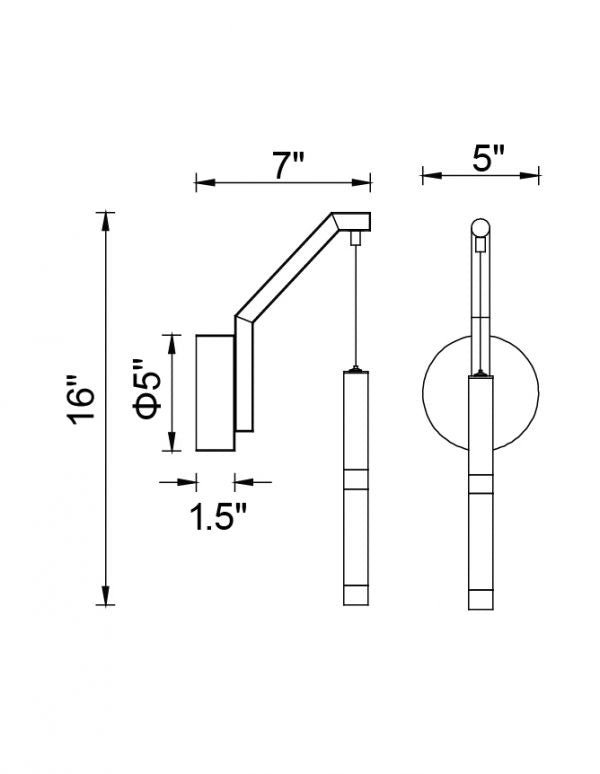 CWI LIGHTING FLUTE 1-LIGHT WALL SCONCE LED 1262W5-1-101