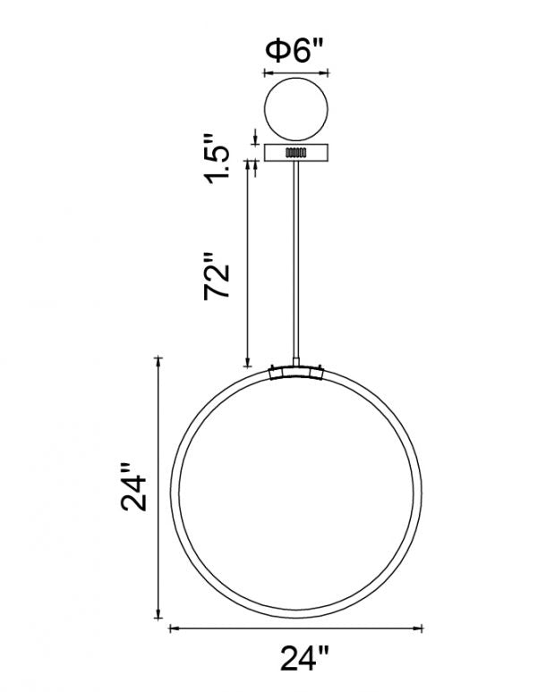 CWI LIGHTING HOOPS 1-LIGHT CHANDELIER 1273P24-1-602