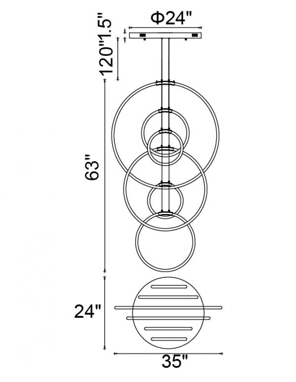 CWI LIGHTING HOOPS 6-LIGHT CHANDELIER 1273P35-6-602-R