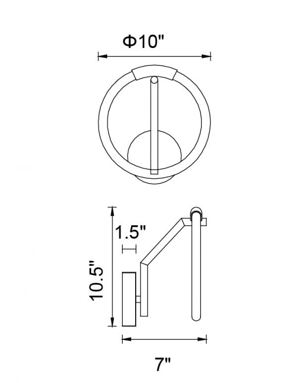 CWI LIGHTING HOOPS 1-LIGHT WALL SCONCE 1273W10-1-101