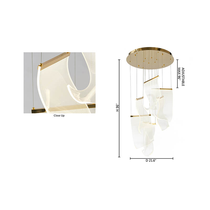 BETHEL ACRYLIC CRUMBLED SHEET CHANDELIER GOLD GL422C22G