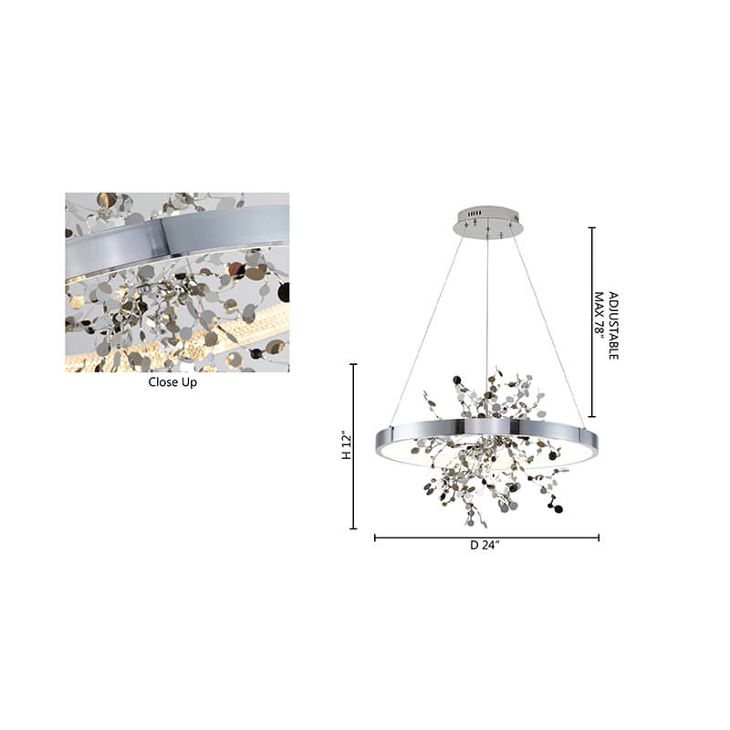 BETHEL CONFETTI  LED CHANDELIER CHROME GL351C24CH-2
