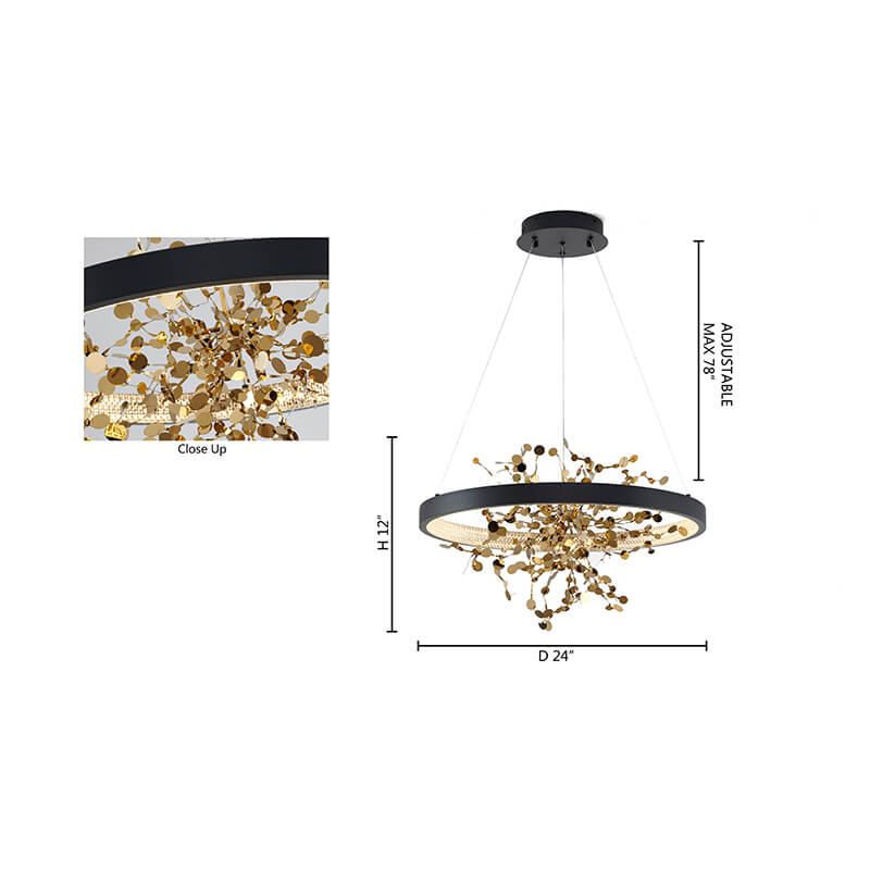 BETHEL CONFETTI  LED CHANDELIER BLACK GL351C24B-2