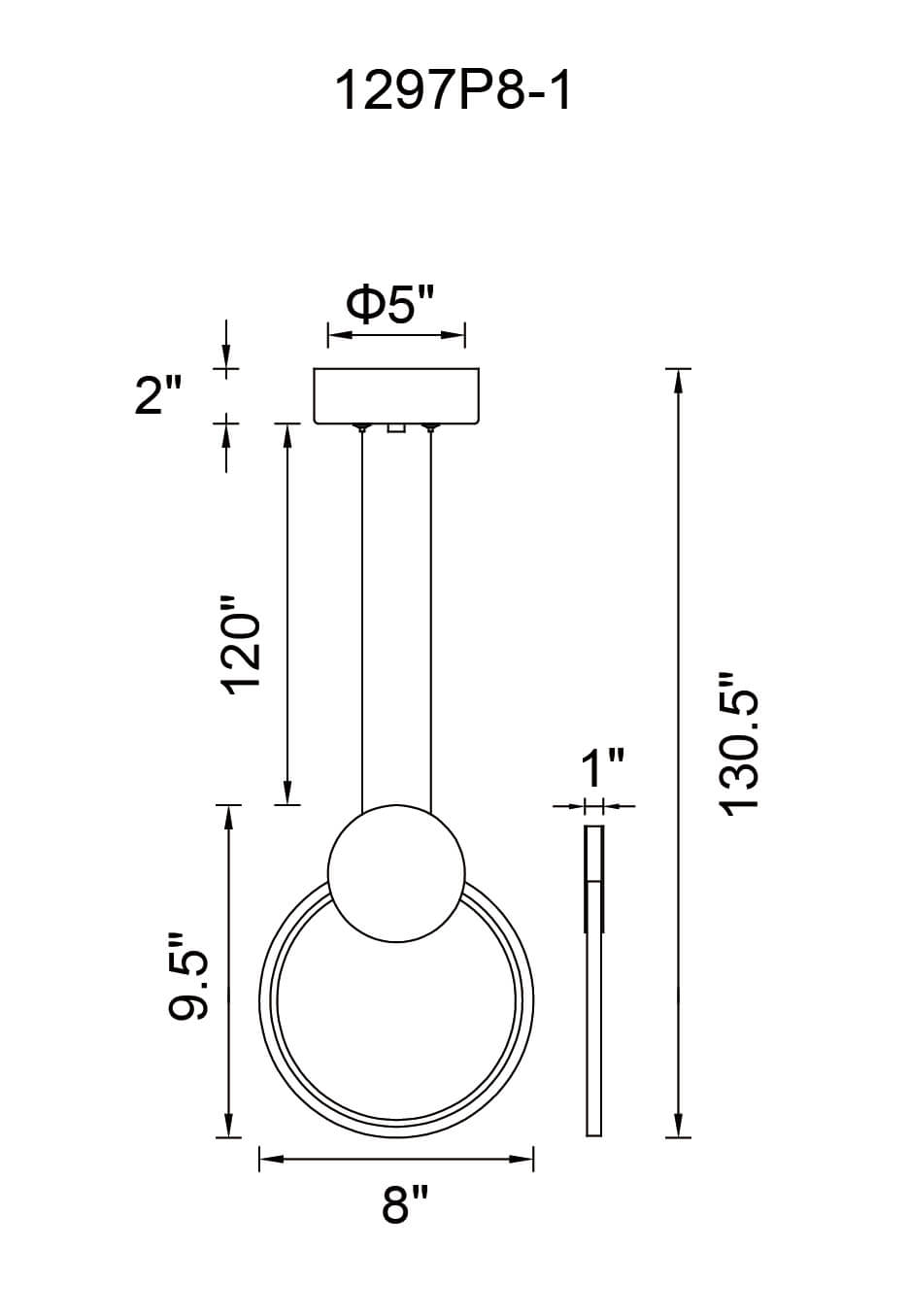 CWI LIGHTING  PULLEY LED MINI PENDANT BLACK 1297P8-1-101