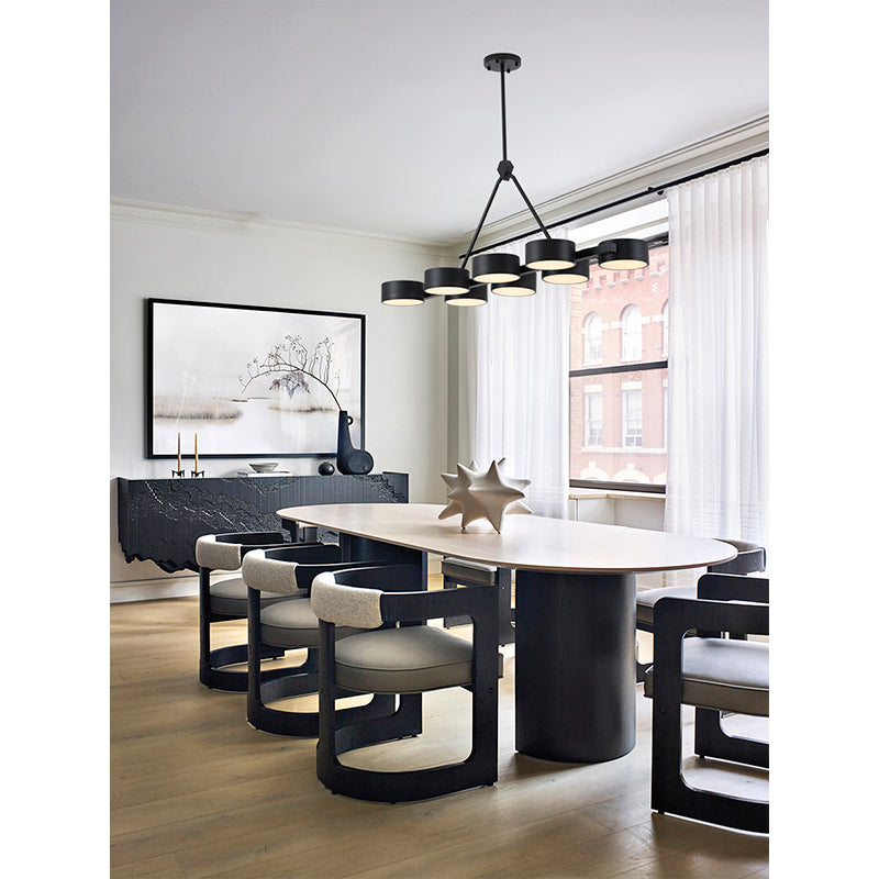 BETHEL BLACK 8 LT LINEAR CHANDELIER LED BE36C50B