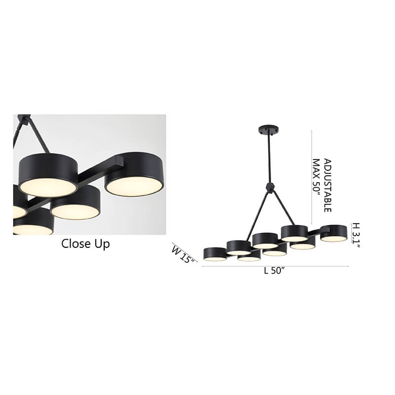 BETHEL BLACK 8 LT LINEAR CHANDELIER LED BE36C50B