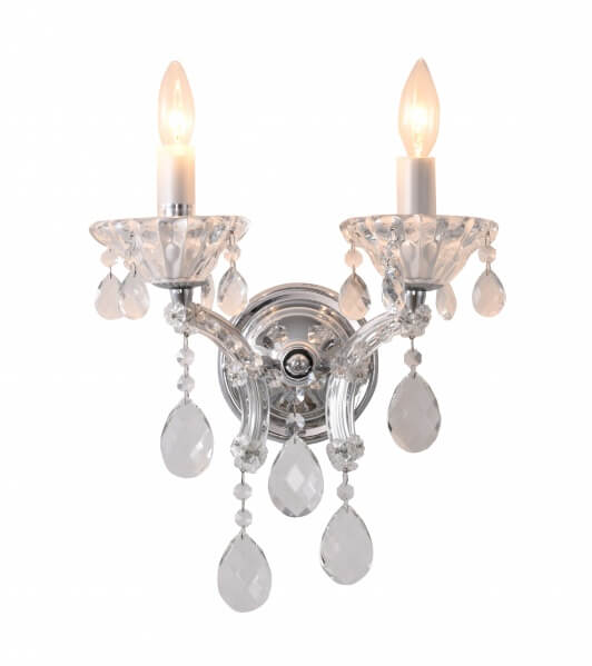 BETHEL CLEAR CRYSTAL TWO ARM WALL SCONCE  4307WB-C