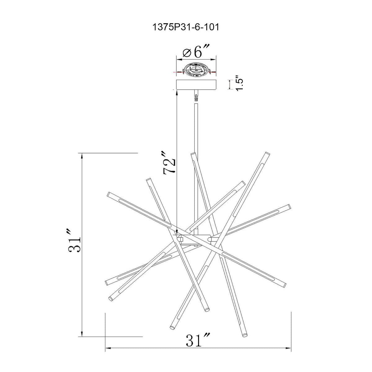 CWI LIGHTING OSKIL LED INTEGRATED CHANDELIER WITH SATIN GOLD FINISH 1375P31-6-602
