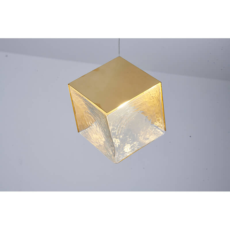 BETHEL BRASS FRAME CUBED PENDANT GL445P8BR