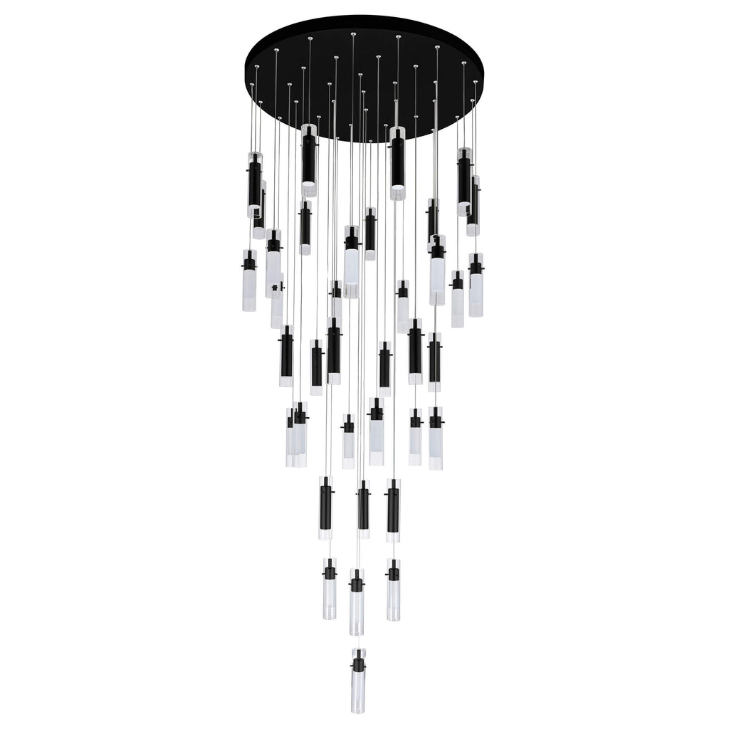 CWI LIGHTING OLINDA LED INTEGRATED BLACK CHANDELIER 1606P33-37-101