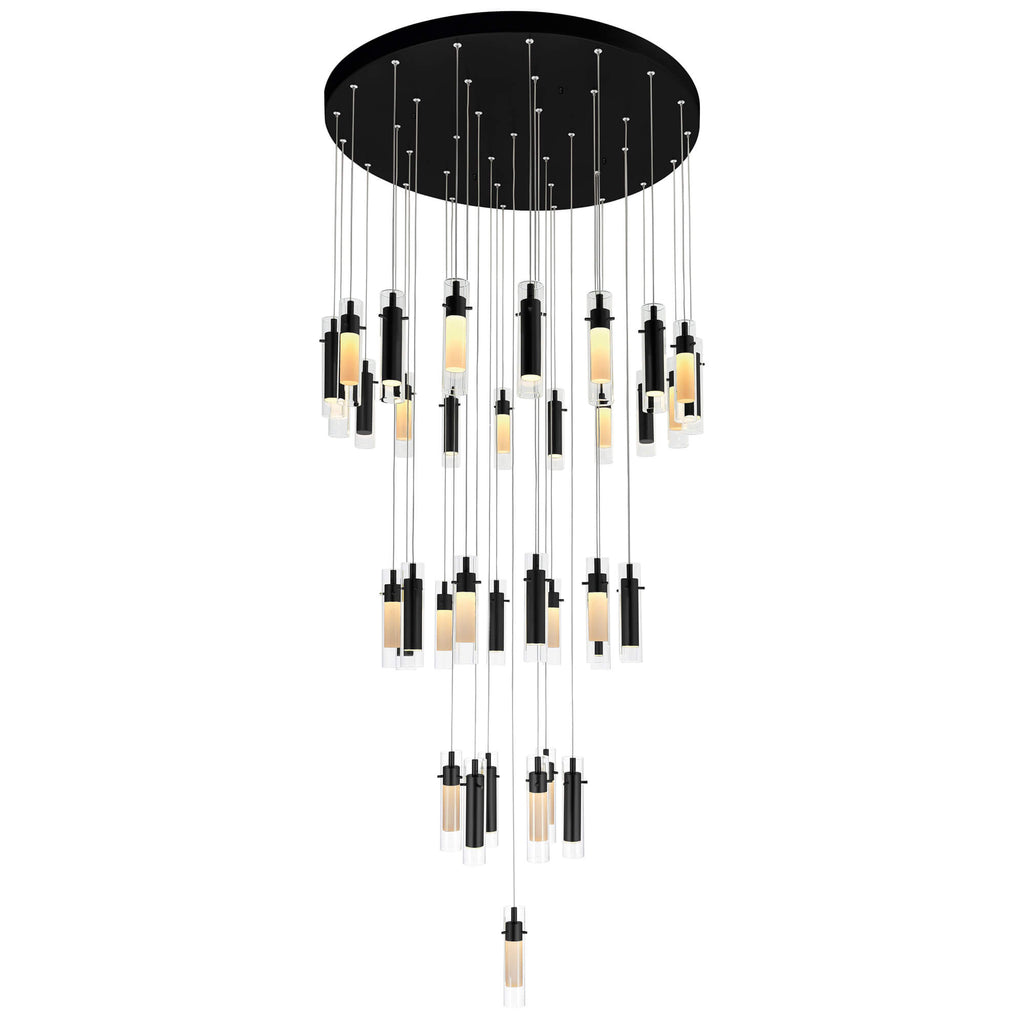 CWI LIGHTING OLINDA LED INTEGRATED BLACK CHANDELIER 1606P33-37-101