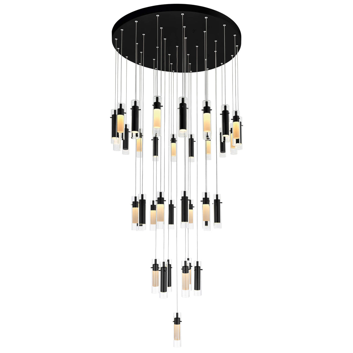 CWI LIGHTING OLINDA LED INTEGRATED BLACK CHANDELIER 1606P33-37-101