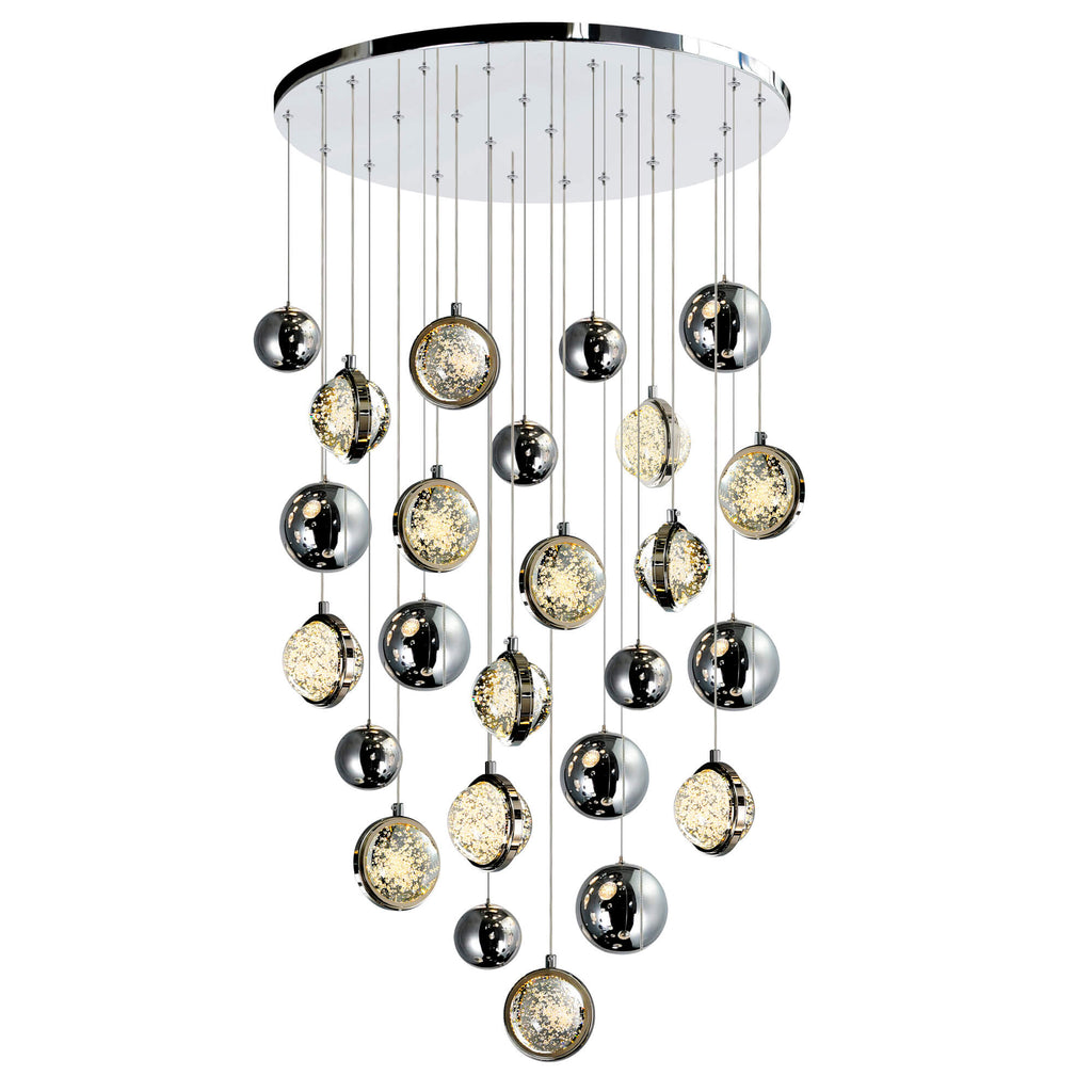CWI LIGHTING  SALVADOR 24 IN LED INTEGRATED POLISHED NICKEL CHANDELIER  1673P24-13-613