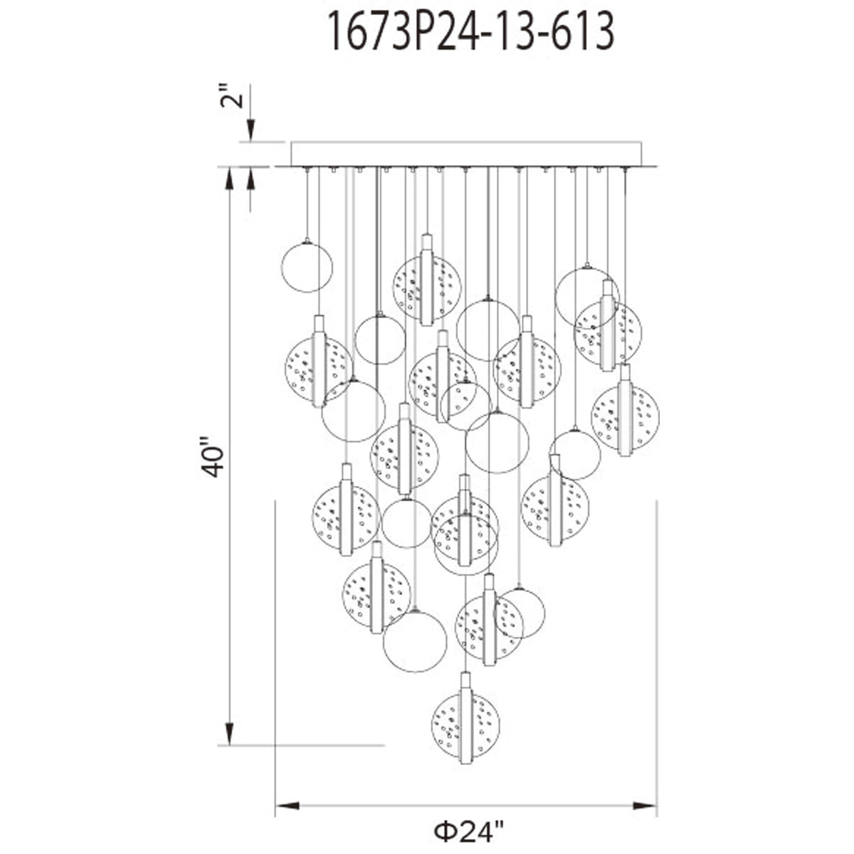 CWI LIGHTING  SALVADOR 24 IN LED INTEGRATED POLISHED NICKEL CHANDELIER  1673P24-13-613