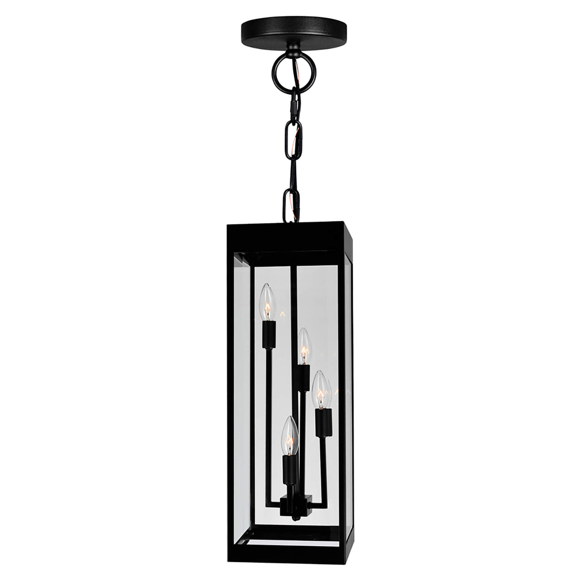 CWI LIGHTING  WINDSOR 4 LIGHT BLACK OUTDOOR CEILING LIGHT  1695P8-4-101