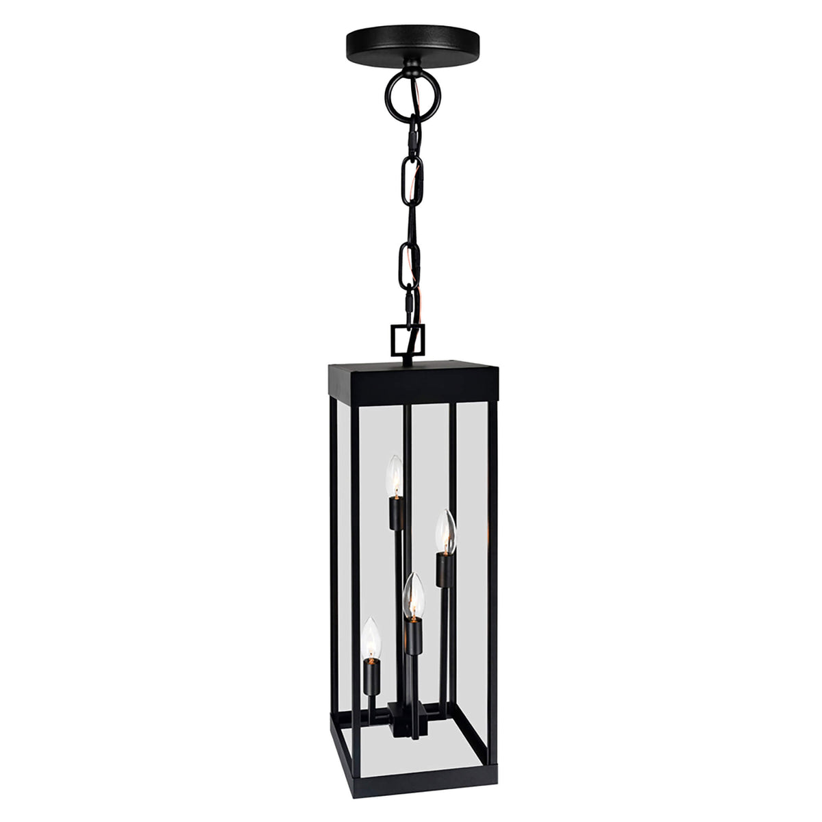 CWI LIGHTING  WINDSOR 4 LIGHT BLACK OUTDOOR CEILING LIGHT  1695P8-4-101