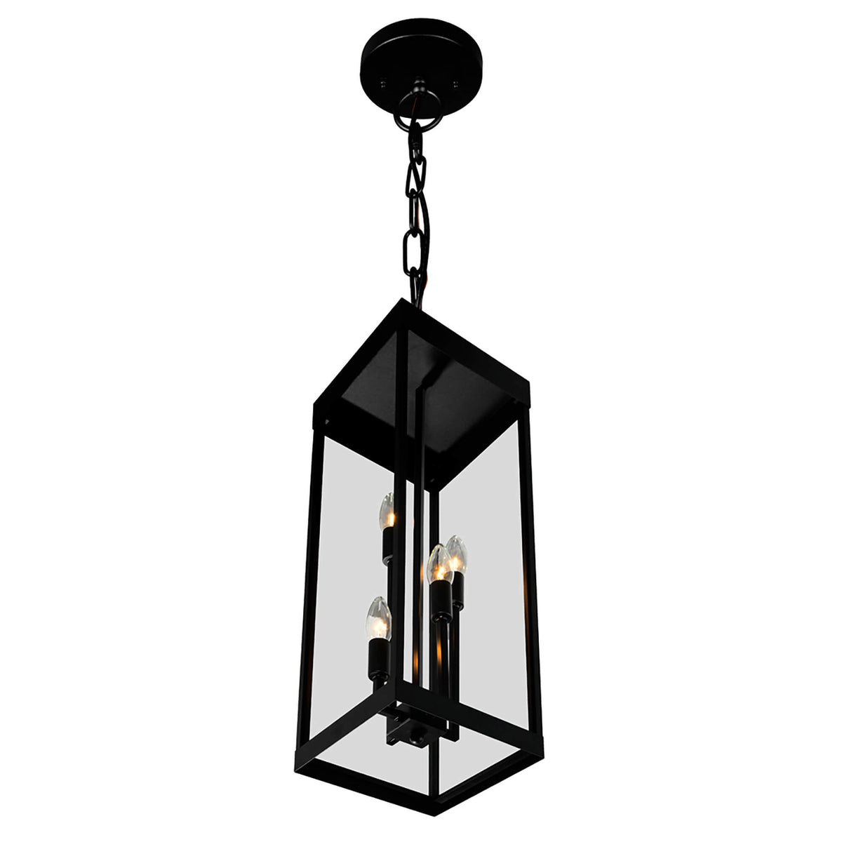 CWI LIGHTING  WINDSOR 4 LIGHT BLACK OUTDOOR CEILING LIGHT  1695P8-4-101