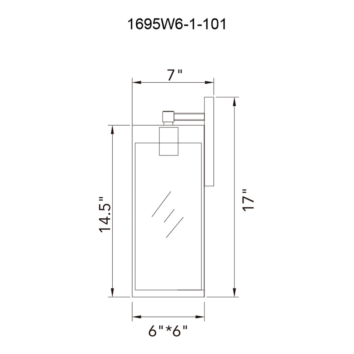 CWI LIGHTING  WINDSOR 1 LIGHT BLACK OUTDOOR WALL LIGHT  1695W6-1-101