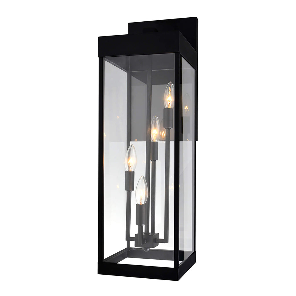 CWI LIGHTING  WINDSOR 4 LIGHT BLACK OUTDOOR WALL LIGHT  1695W8-4-101