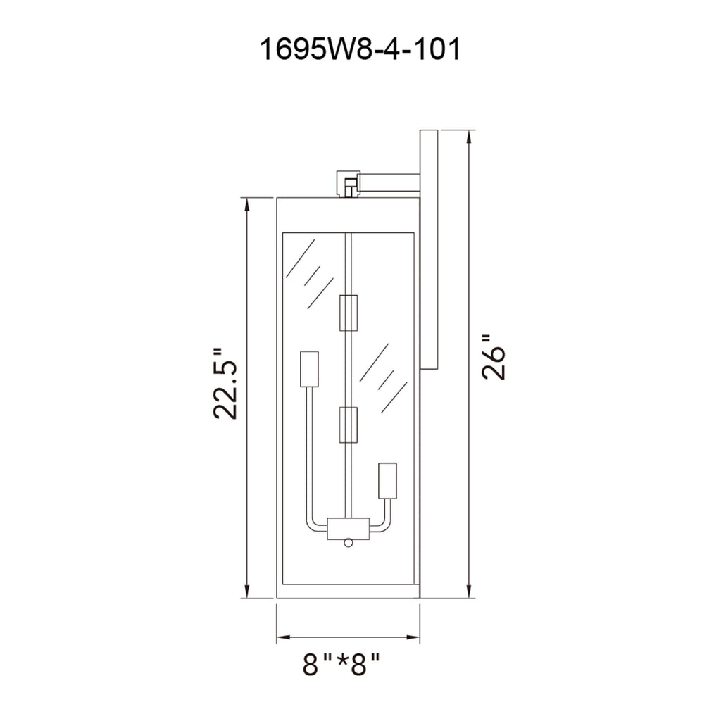 CWI LIGHTING  WINDSOR 4 LIGHT BLACK OUTDOOR WALL LIGHT  1695W8-4-101