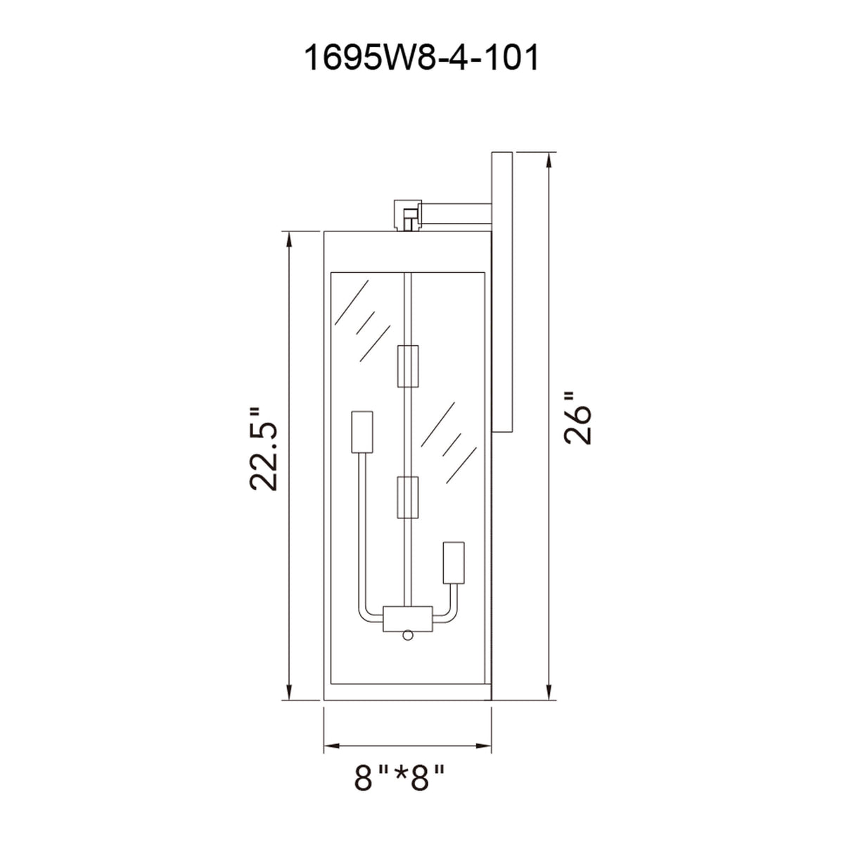CWI LIGHTING  WINDSOR 4 LIGHT BLACK OUTDOOR WALL LIGHT  1695W8-4-101