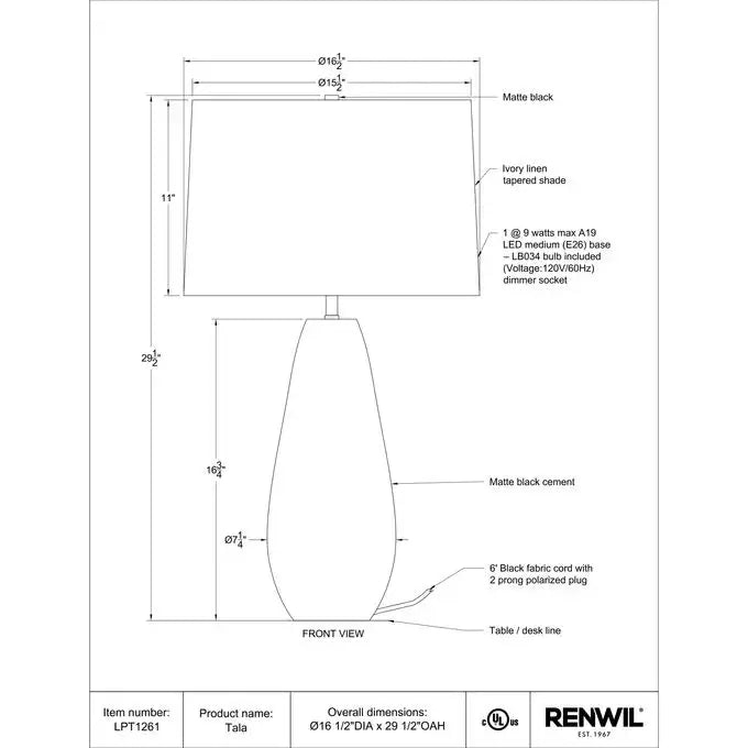 RENWIL TALA LAMP LPT1261
