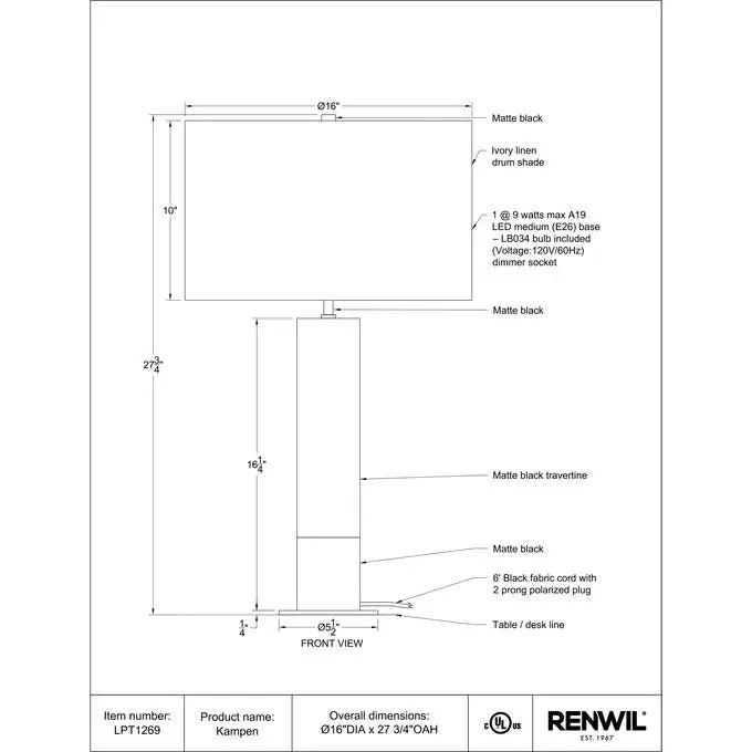 RENWIL KAMPEN TABLE LPT1269