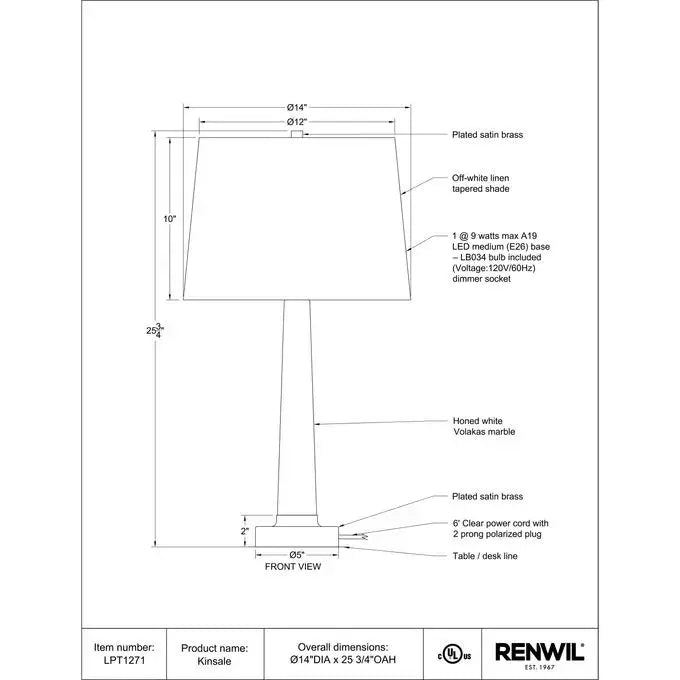 RENWIL TYNE LAMP LPT1273